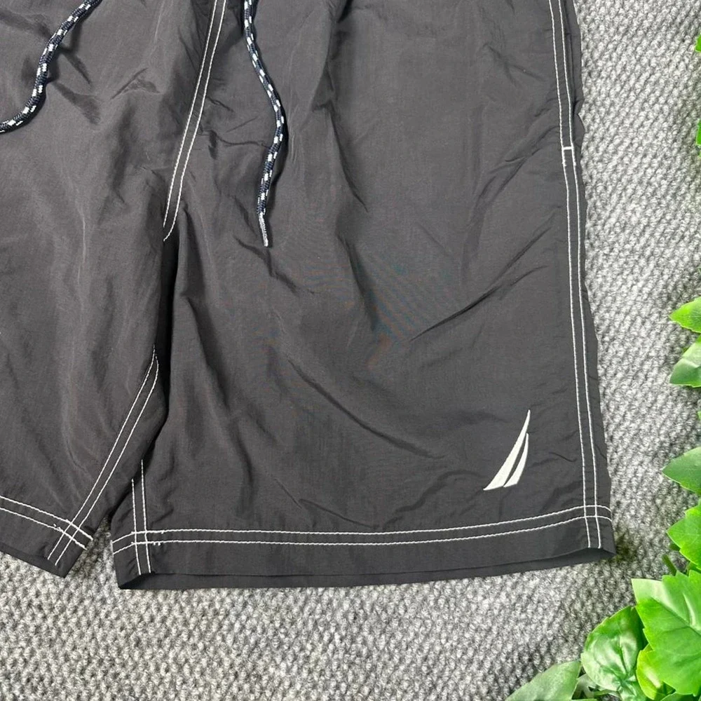 Nautica Swim Trunks Black Mesh Lined Board Shorts